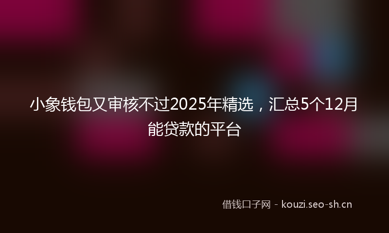 小象钱包又审核不过2025年精选，汇总5个12月能贷款的平台