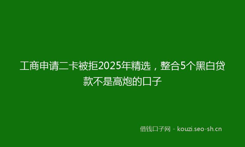 工商申请二卡被拒2025年精选，整合5个黑白贷款不是高炮的口子