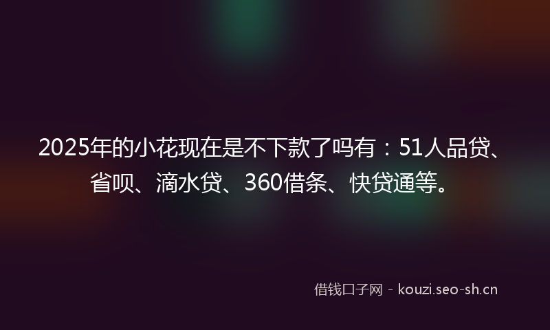2025年的小花现在是不下款了吗有：51人品贷、省呗、滴水贷、360借条、快贷通等。