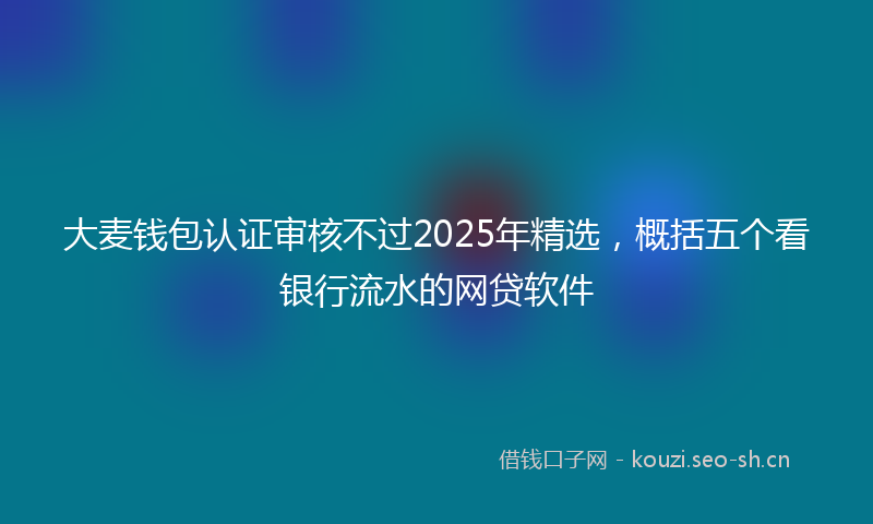 大麦钱包认证审核不过2025年精选，概括五个看银行流水的网贷软件
