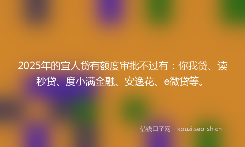 2025年的宜人贷有额度审批不过有：你我贷、读秒贷、度小满金融、安逸花、e微贷等。