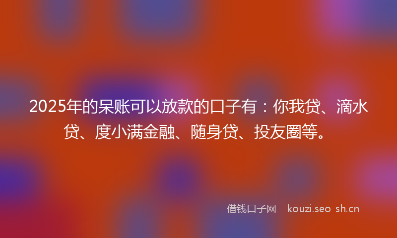 2025年的呆账可以放款的口子有：你我贷、滴水贷、度小满金融、随身贷、投友圈等。