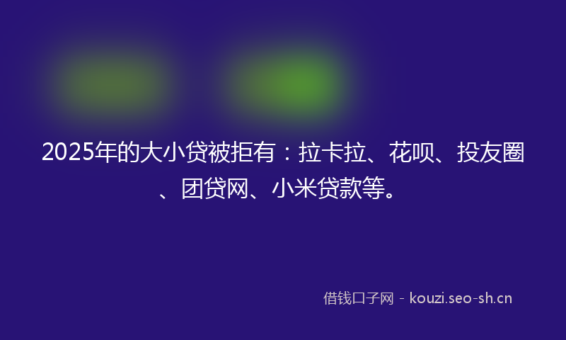 2025年的大小贷被拒有：拉卡拉、花呗、投友圈、团贷网、小米贷款等。