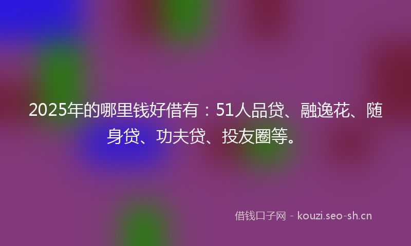2025年的哪里钱好借有：51人品贷、融逸花、随身贷、功夫贷、投友圈等。