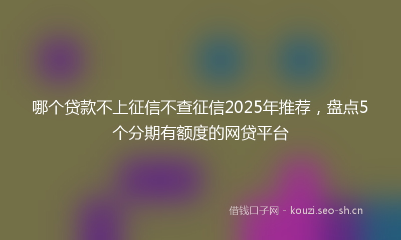 哪个贷款不上征信不查征信2025年推荐，盘点5个分期有额度的网贷平台