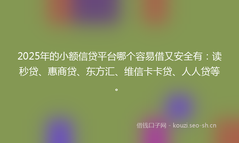 2025年的小额信贷平台哪个容易借又安全有：读秒贷、惠商贷、东方汇、维信卡卡贷、人人贷等。