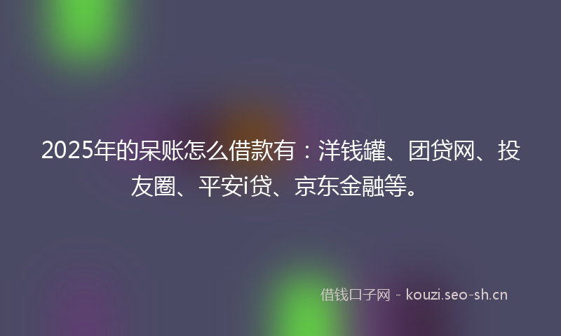 2025年的呆账怎么借款有:洋钱罐、团贷网、投友圈、平安i贷、京东金融等。