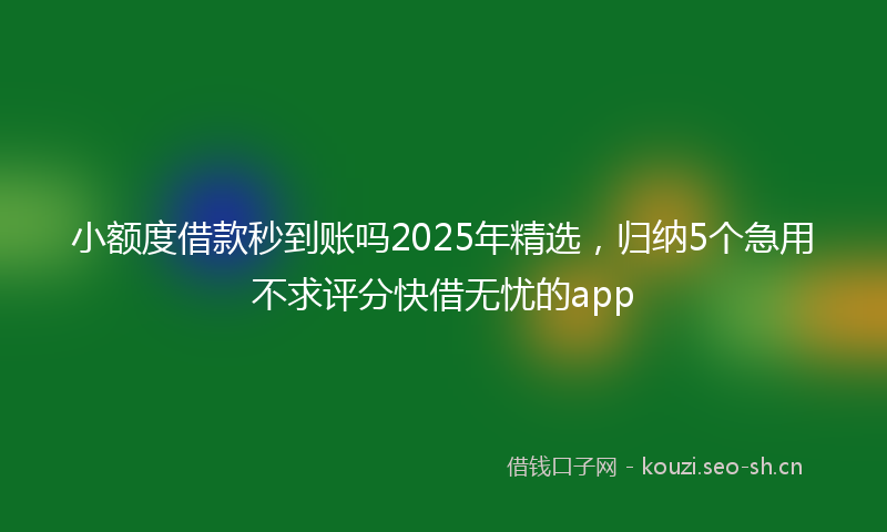 小额度借款秒到账吗2025年精选，归纳5个急用不求评分快借无忧的app