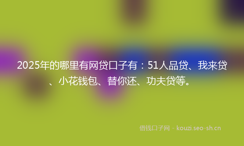 2025年的哪里有网贷口子有:51人品贷、我来贷、小花钱包、替你还、功夫贷等。