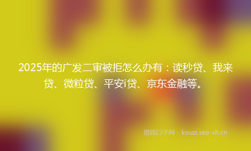 2025年的广发二审被拒怎么办有：读秒贷、我来贷、微粒贷、平安i贷、京东金融等。