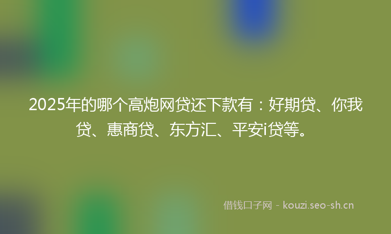 2025年的哪个高炮网贷还下款有：好期贷、你我贷、惠商贷、东方汇、平安i贷等。