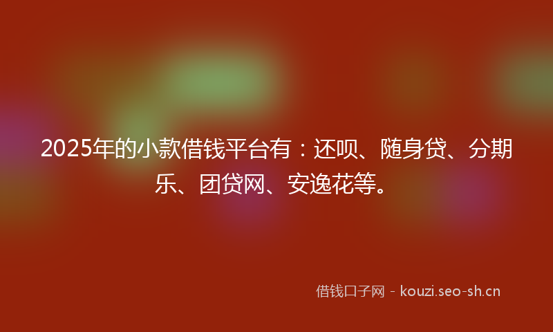 2025年的小款借钱平台有：还呗、随身贷、分期乐、团贷网、安逸花等。
