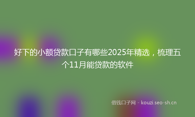 好下的小额贷款口子有哪些2025年精选，梳理五个11月能贷款的软件