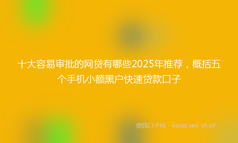 十大容易审批的网贷有哪些2025年推荐，概括五个手机小额黑户快速贷款口子