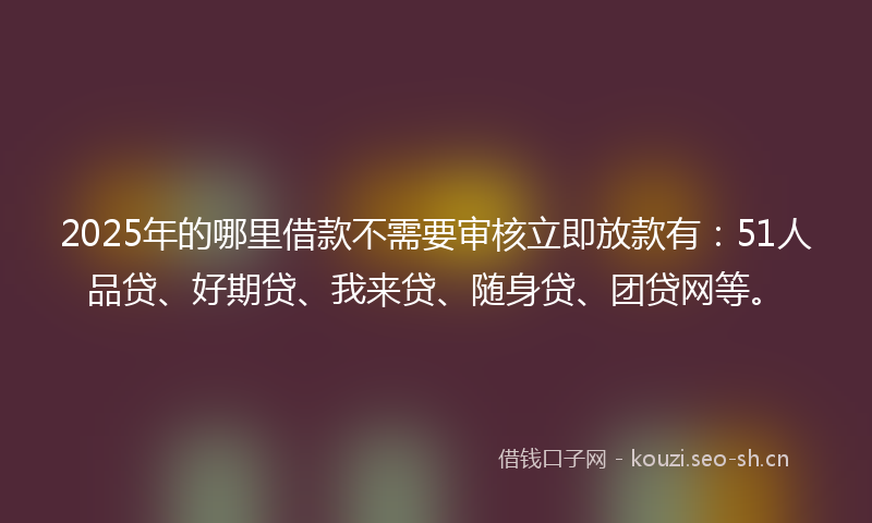 2025年的哪里借款不需要审核立即放款有：51人品贷、好期贷、我来贷、随身贷、团贷网等。