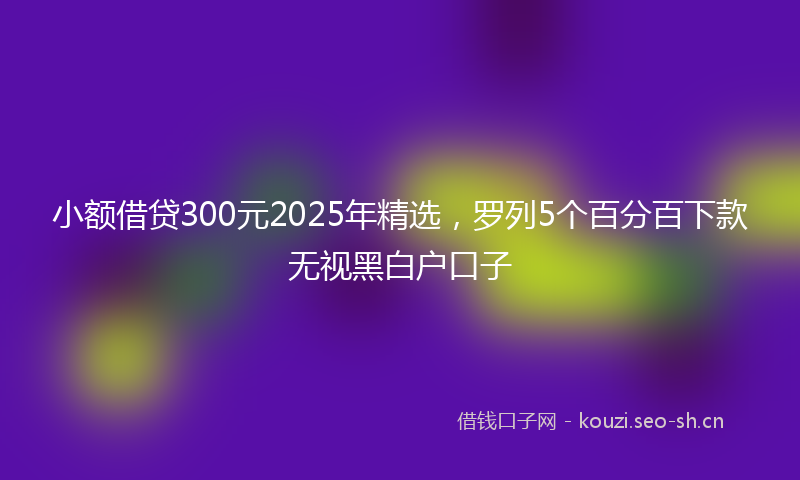 小额借贷300元2025年精选，罗列5个百分百下款无视黑白户口子