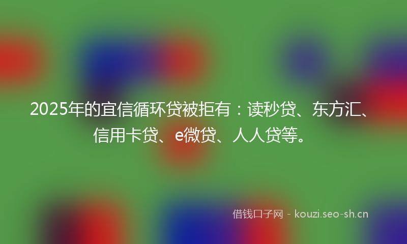 2025年的宜信循环贷被拒有:读秒贷、东方汇、信用卡贷、e微贷、人人贷等。