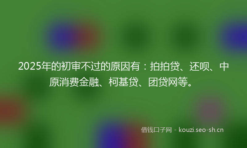 2025年的初审不过的原因有：拍拍贷、还呗、中原消费金融、柯基贷、团贷网等。