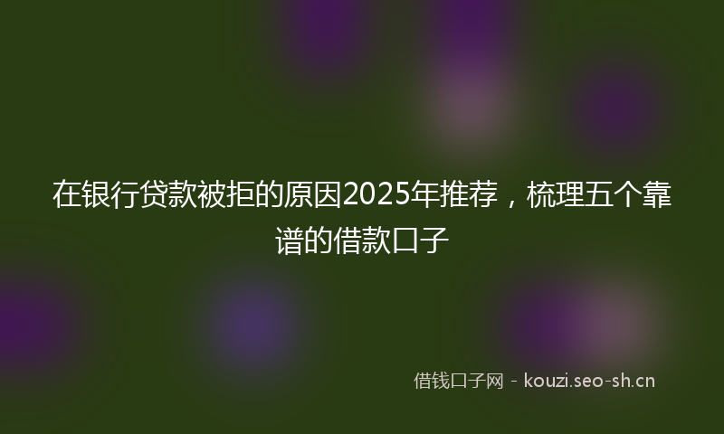 在银行贷款被拒的原因2025年推荐，梳理五个靠谱的借款口子