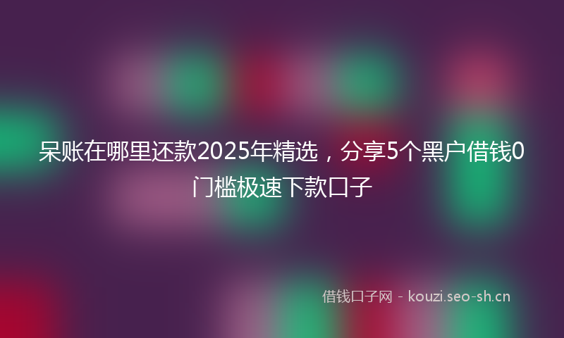 呆账在哪里还款2025年精选，分享5个黑户借钱0门槛极速下款口子