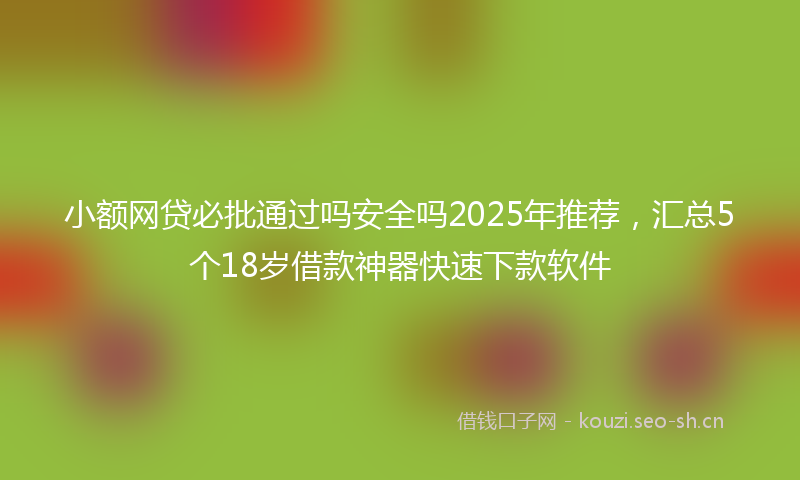 小额网贷必批通过吗安全吗2025年推荐,汇总5个18岁借款神器快速下款软件