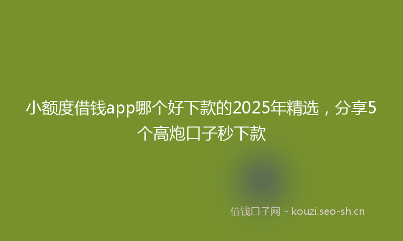 小额度借钱app哪个好下款的2025年精选，分享5个高炮口子秒下款