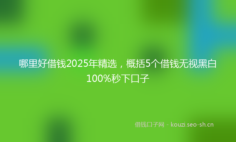 哪里好借钱2025年精选，概括5个借钱无视黑白100%秒下口子