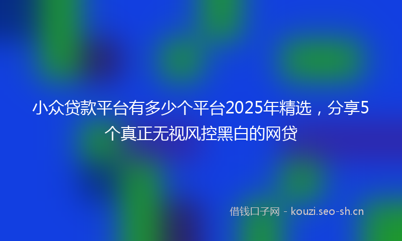 小众贷款平台有多少个平台2025年精选，分享5个真正无视风控黑白的网贷