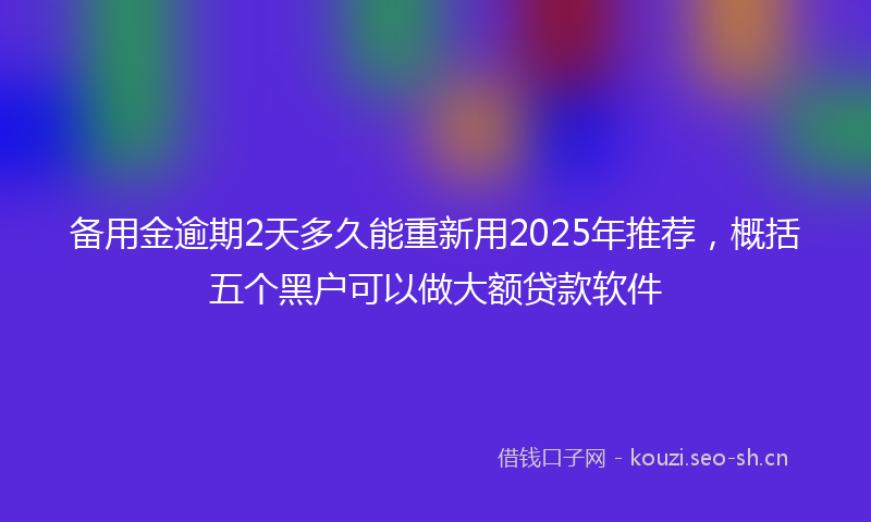 备用金逾期2天多久能重新用2025年推荐，概括五个黑户可以做大额贷款软件