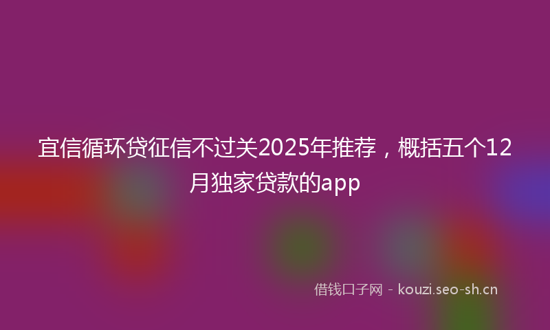 宜信循环贷征信不过关2025年推荐，概括五个12月独家贷款的app