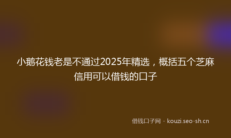 小鹅花钱老是不通过2025年精选，概括五个芝麻信用可以借钱的口子