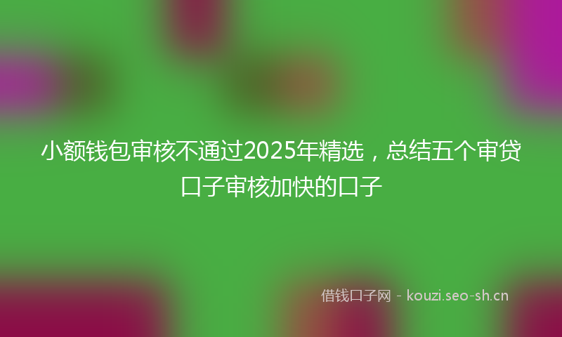小额钱包审核不通过2025年精选，总结五个审贷口子审核加快的口子