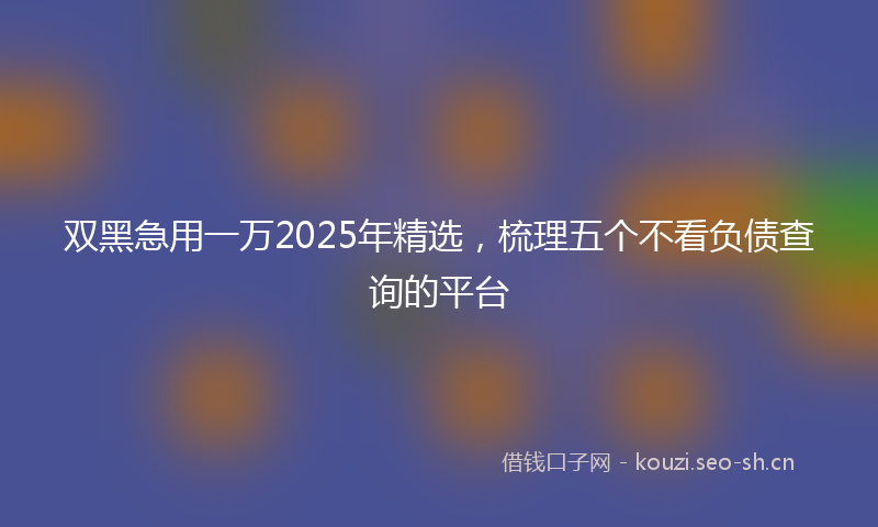 双黑急用一万2025年精选，梳理五个不看负债查询的平台