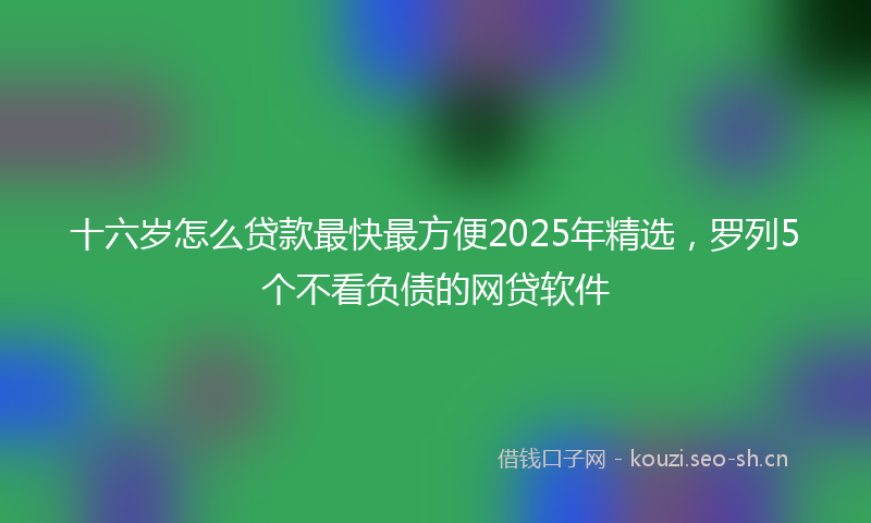 十六岁怎么贷款最快最方便2025年精选，罗列5个不看负债的网贷软件