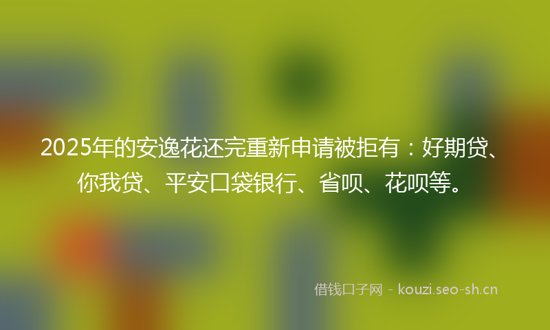 2025年的安逸花还完重新申请被拒有：好期贷、你我贷、平安口袋银行、省呗、花呗等。