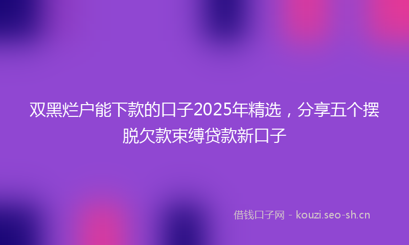 双黑烂户能下款的口子2025年精选，分享五个摆脱欠款束缚贷款新口子