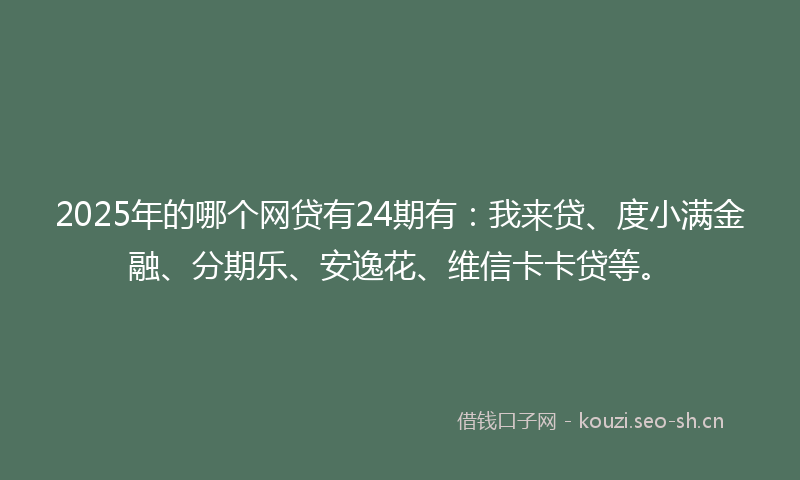 2025年的哪个网贷有24期有:我来贷、度小满金融、分期乐、安逸花、维信卡卡贷等。