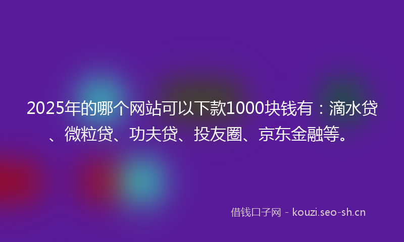 2025年的哪个网站可以下款1000块钱有：滴水贷、微粒贷、功夫贷、投友圈、京东金融等。
