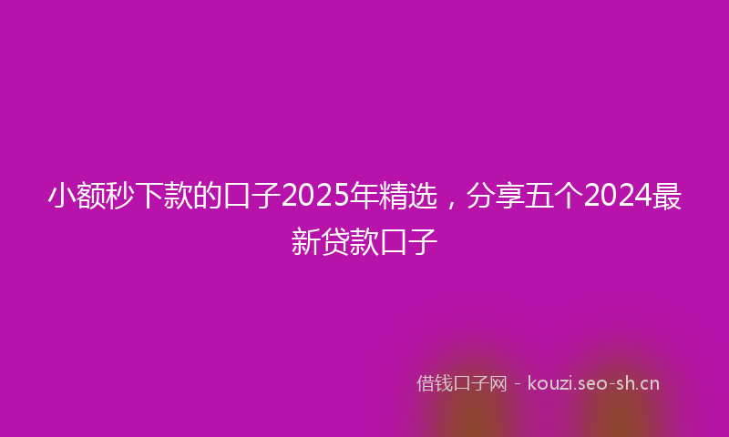 小额秒下款的口子2025年精选，分享五个2024最新贷款口子
