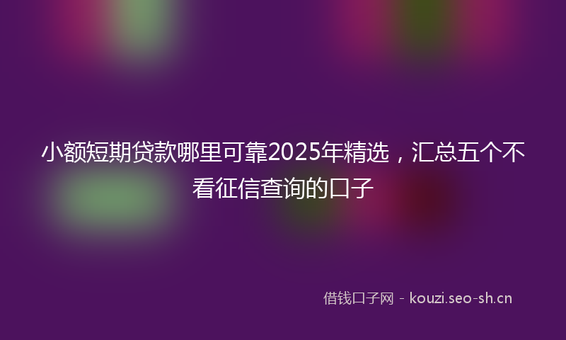 小额短期贷款哪里可靠2025年精选，汇总五个不看征信查询的口子