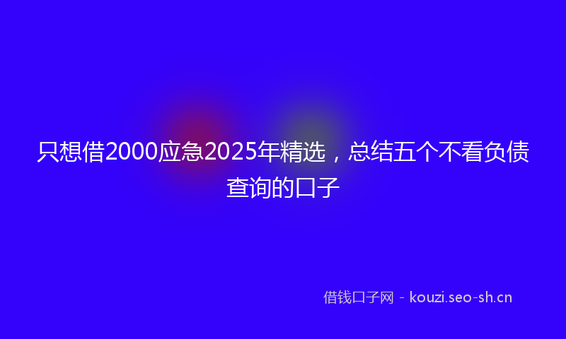只想借2000应急2025年精选，总结五个不看负债查询的口子