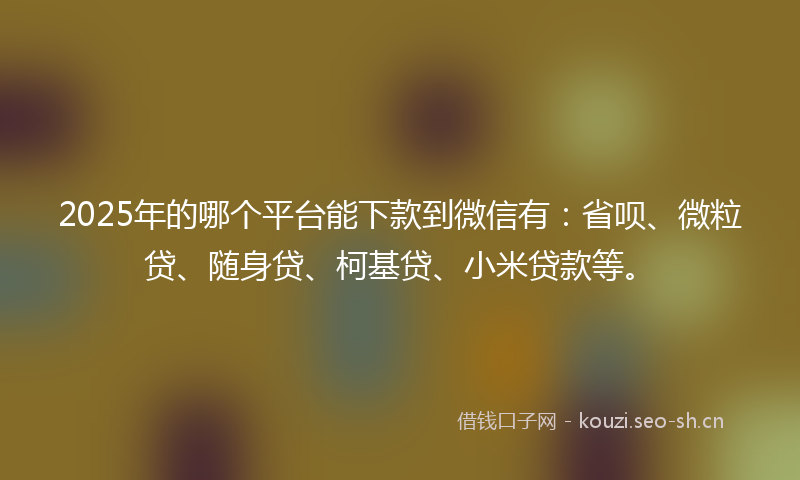2025年的哪个平台能下款到微信有：省呗、微粒贷、随身贷、柯基贷、小米贷款等。