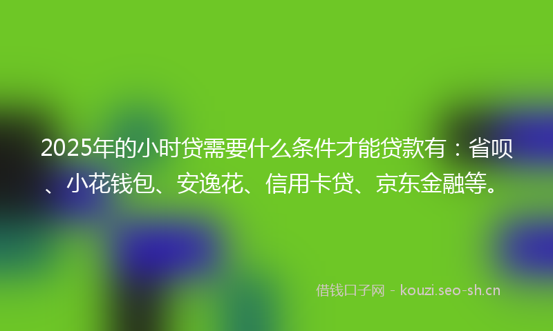 2025年的小时贷需要什么条件才能贷款有：省呗、小花钱包、安逸花、信用卡贷、京东金融等。