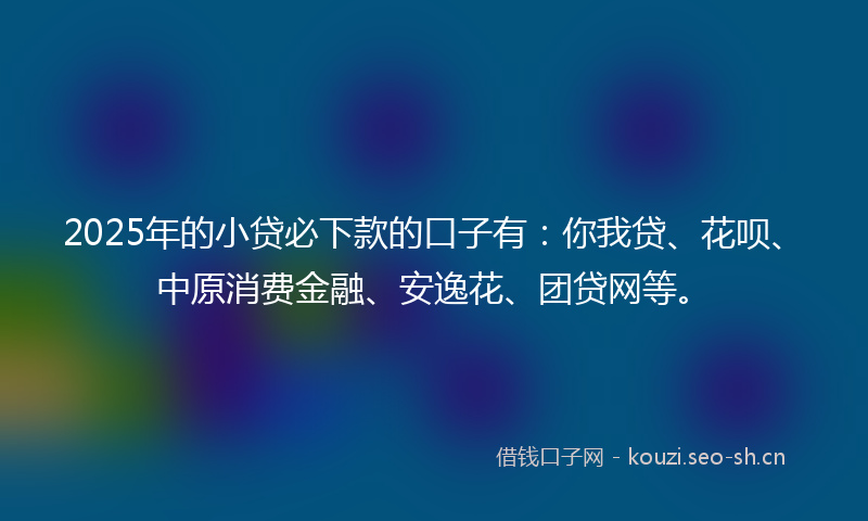 2025年的小贷必下款的口子有：你我贷、花呗、中原消费金融、安逸花、团贷网等。