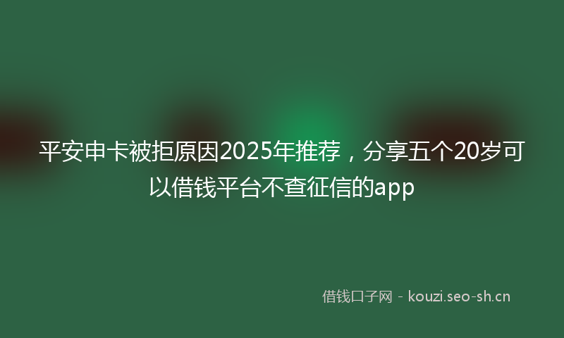 平安申卡被拒原因2025年推荐，分享五个20岁可以借钱平台不查征信的app