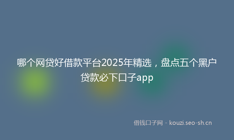 哪个网贷好借款平台2025年精选，盘点五个黑户贷款必下口子app