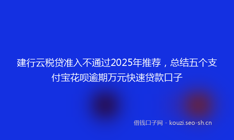 建行云税贷准入不通过2025年推荐,总结五个支付宝花呗逾期万元快速贷款口子