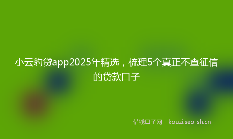 小云豹贷app2025年精选，梳理5个真正不查征信的贷款口子