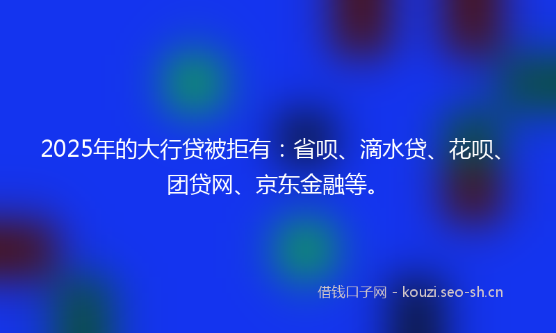2025年的大行贷被拒有：省呗、滴水贷、花呗、团贷网、京东金融等。