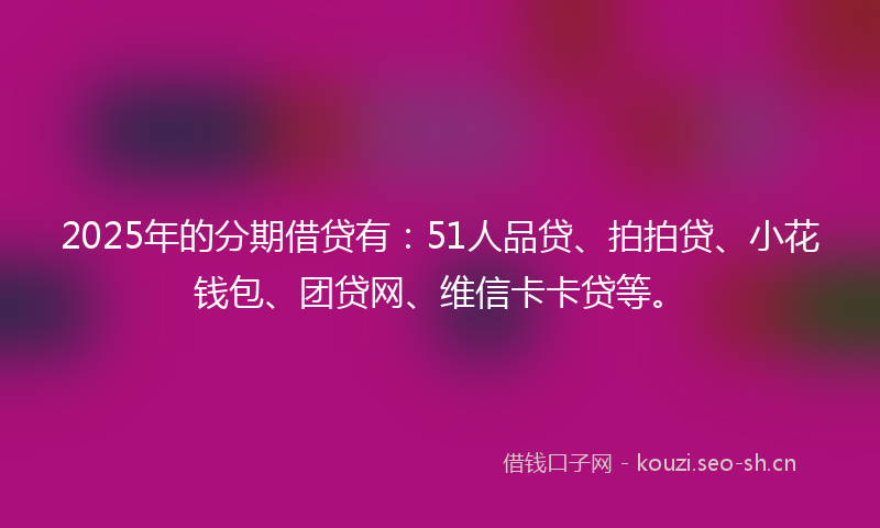 2025年的分期借贷有：51人品贷、拍拍贷、小花钱包、团贷网、维信卡卡贷等。